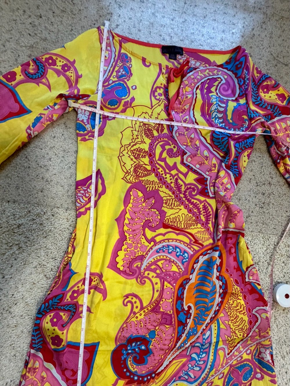 Hale Bob 100% silk Vibrant Paisley Yellow & Pink Dress - Picture 2 of 7